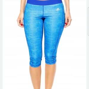 Adidas Women's Blue Capri Leggings Climalite Large With One Pocket